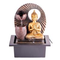 Zimmerbrunnen Buddha 25 cm Kunstharz inklusive Pumpe und LED Licht